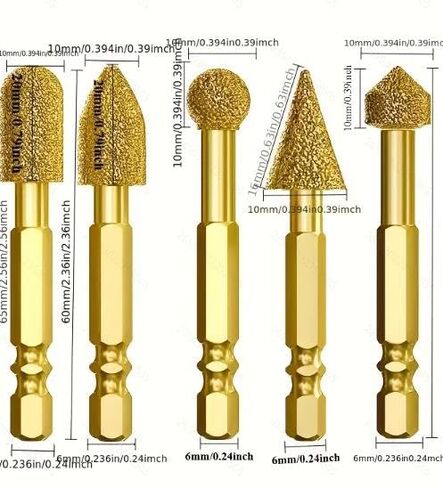 5Pcs Diamond Grinding Head Universal Shank Brazing File for Cast Iron Stainless Steel Ceramics Stone Grinding Polishing Engraving in Kuwait