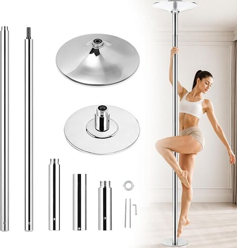 WUXIN H&P Pole Dance Pole for Home - Professional 45mm Spinning Static Dancing Pole, No Ceiling Damage, Height Adjustable, Portable Removable Fitness Pole for Exercise Club Party Pub in Kuwait