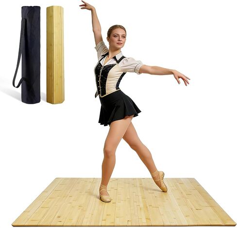 Tap Dance Floor for Any Surface, 48"x38.5" Bamboo Portable Non-Slip Practice Surface with Storage Bag, Noise Reduction for Home & Studio Use in Kuwait