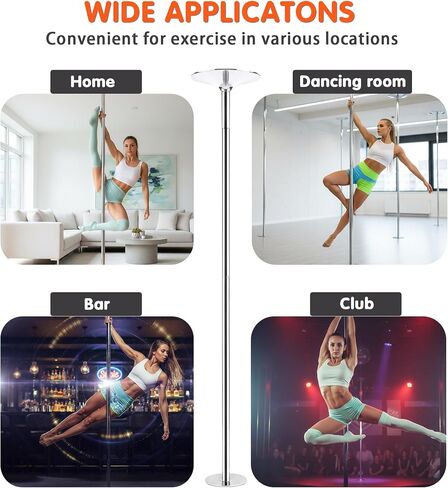 WUXIN H&P Pole Dance Pole for Home - Professional 45mm Spinning Static Dancing Pole, No Ceiling Damage, Height Adjustable, Portable Removable Fitness Pole for Exercise Club Party Pub in Kuwait