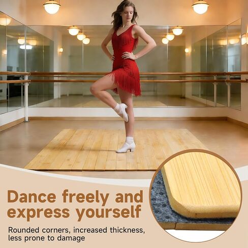 Tap Dance Floor for Any Surface, 48"x38.5" Bamboo Portable Non-Slip Practice Surface with Storage Bag, Noise Reduction for Home & Studio Use in Kuwait