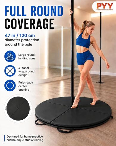 PYY Dance Pole Crash Mat - 4 ft Foldable & Portable Pole Crash Pad with an Easy-to-Clean Cover, Band Included, 2" Thicken EPE Foam Exercise and Dance Pole Cushion for Home, Yoga, Fitness, Training in Kuwait