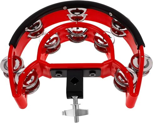 Healeved Double Row Metal Jingles Tambourine for Drum Set with Mounting Eye Bolt, Lightweight Abs and Metal Construction, Bright Sound, Percussion Instrument Accessory for Drum Sets in Kuwait