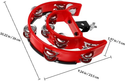 Healeved Double Row Metal Jingles Tambourine for Drum Set with Mounting Eye Bolt, Lightweight Abs and Metal Construction, Bright Sound, Percussion Instrument Accessory for Drum Sets in Kuwait