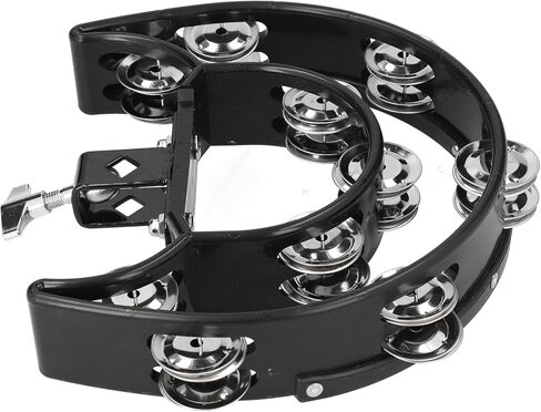 Multifunctional HiHat Tambourine Drum Set with 10 Sets of 40 Bells, Mounting Bracket for Various Positions, Black in Kuwait