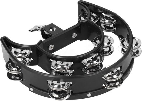 Multifunctional HiHat Tambourine Drum Set with 10 Sets of 40 Bells, Mounting Bracket for Various Positions, Black in Kuwait