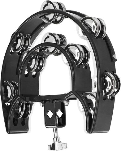 Multifunctional HiHat Tambourine Drum Set with 10 Sets of 40 Bells, Mounting Bracket for Various Positions, Black in Kuwait