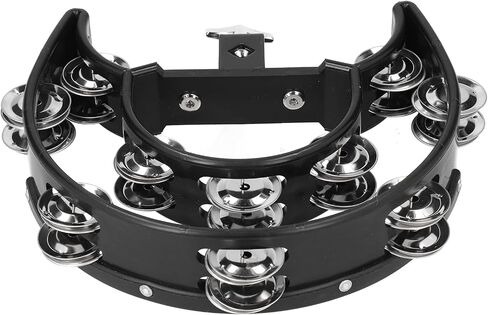 Multifunctional HiHat Tambourine Drum Set with 10 Sets of 40 Bells, Mounting Bracket for Various Positions, Black in Kuwait