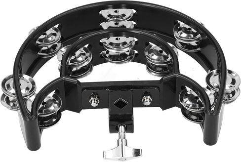 Multifunctional HiHat Tambourine Drum Set with 10 Sets of 40 Bells, Mounting Bracket for Various Positions, Black in Kuwait