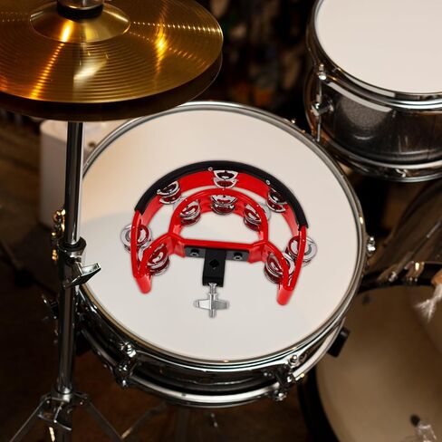 NUOBESTY Drum Mounting Tambourine with Double Rows of Jingles for Drum Set and Percussion Instruments Shock Absorption Design Sturdy Abs and Metal Construction Easy Installation in Kuwait