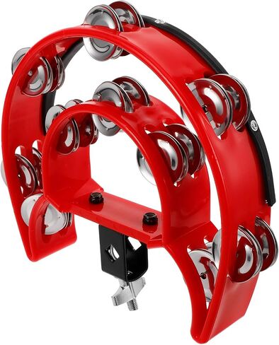 Mounted Drum Tambourine Double Row with Responsive Sound Sturdy Abs and Metal Material Easy Installation for Drum Set and Bell Accompaniment Sturdy Replacement in Kuwait