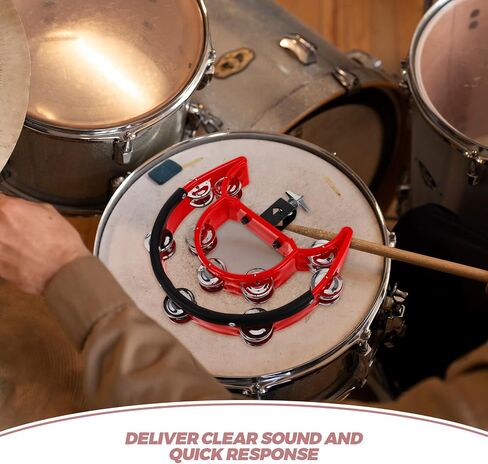 Mounted Drum Tambourine Double Row with Responsive Sound Sturdy Abs and Metal Material Easy Installation for Drum Set and Bell Accompaniment Sturdy Replacement in Kuwait