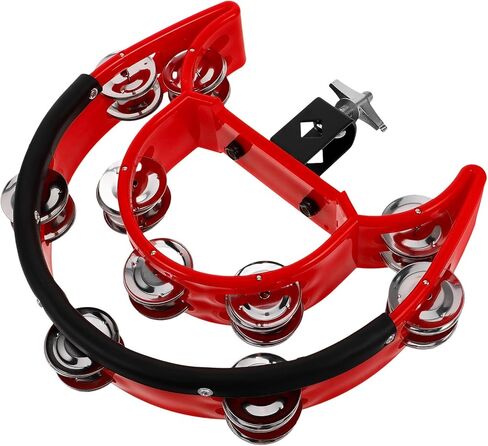 Housoutil Drum Mountable Hi-hat Tambourine with Dual Row Metal Jingles for Drum Set, Easy Installation, Shock Absorption, and Responsive Sound, for Bell Accompaniment in Kuwait