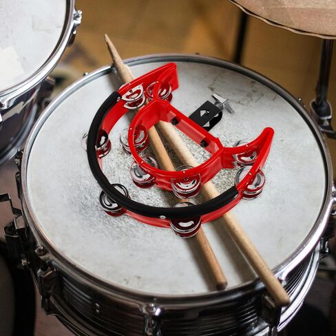 Housoutil Drum Mountable Hi-hat Tambourine with Dual Row Metal Jingles for Drum Set, Easy Installation, Shock Absorption, and Responsive Sound, for Bell Accompaniment in Kuwait