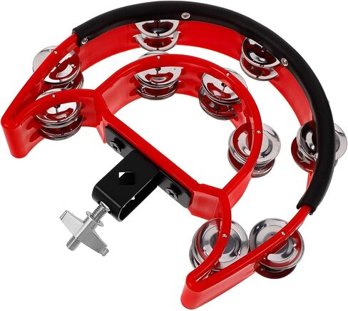 SHINEOFI Percussion Instrument and Drum Kit Accessories Bright Sound Mounted Tambourine with Double Row Jingles Made of Abs and Metal for Drum Sets Suitable for Bell Accompaniment in Kuwait