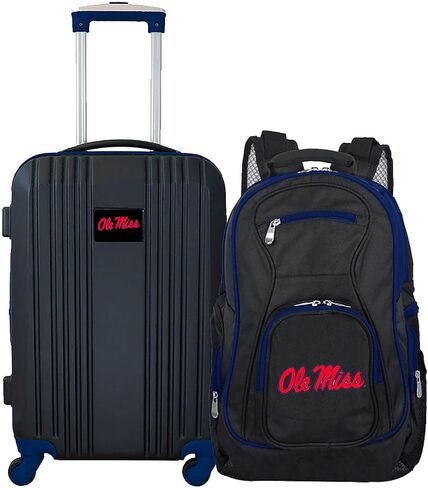 مجموعة حقائب السفر Denco Ole Miss Rebels المكونة من قطعتين، تتضمن حقيبة صلبة دوارة ذات لونين مقاس 21 بوصة وحقيبة ظهر للكمبيوتر المحمول مقاس 19 بوصة in Kuwait