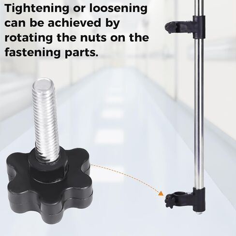 Wheelchair IV Pole Stainless Steel Infusion Stand – Adjustable Height Medical IV Drip Holder with 4 Hooks, Clamp-On Design for Wheelchairs and Hospital Beds in Kuwait