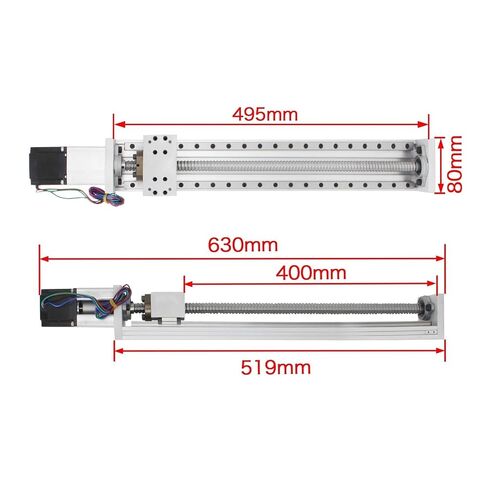 ZBX80 CNC مشغل الحركة الخطية للمرحلة X Y Z محور السكك الحديدية المنزلقة دليل الجدول المنزلق 1605 Ballscrew (السفر 500 مم) in Kuwait