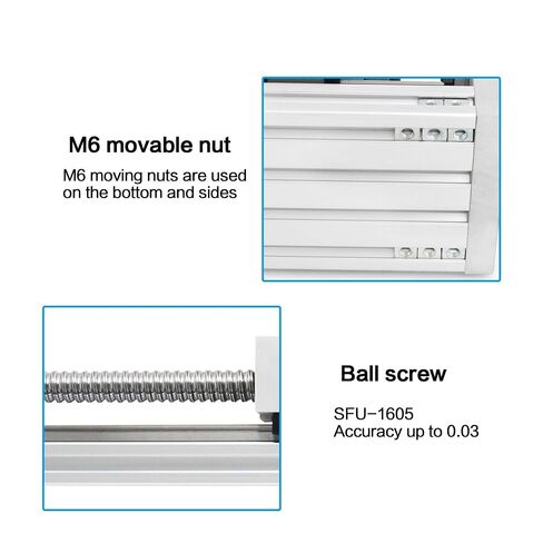 ZBX80 CNC مشغل الحركة الخطية للمرحلة X Y Z محور السكك الحديدية المنزلقة دليل الجدول المنزلق 1605 Ballscrew (السفر 500 مم) in Kuwait