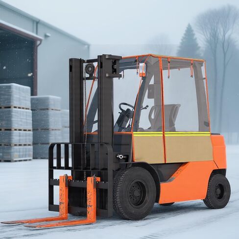 BENVOL Forklift Cover - Heavy Duty 0.5mm Clear PVC & 600D Silver-Coated Oxford - Universal Forklift Rain Cover Sunshade Fits Toyota Hyster Yale up to 6000lbs - Waterproof & UV Protection in Saudi Arabia