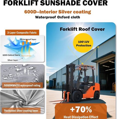 BENVOL Forklift Cover - Heavy Duty 0.5mm Clear PVC & 600D Silver-Coated Oxford - Universal Forklift Rain Cover Sunshade Fits Toyota Hyster Yale up to 6000lbs - Waterproof & UV Protection in Saudi Arabia