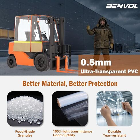BENVOL Forklift Cover - Heavy Duty 0.5mm Clear PVC & 600D Silver-Coated Oxford - Universal Forklift Rain Cover Sunshade Fits Toyota Hyster Yale up to 6000lbs - Waterproof & UV Protection in Saudi Arabia