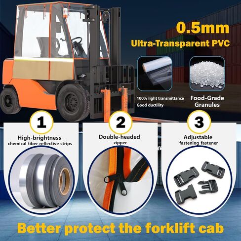BENVOL Forklift Cover - Heavy Duty 0.5mm Clear PVC & 600D Silver-Coated Oxford - Universal Forklift Rain Cover Sunshade Fits Toyota Hyster Yale up to 6000lbs - Waterproof & UV Protection in Saudi Arabia