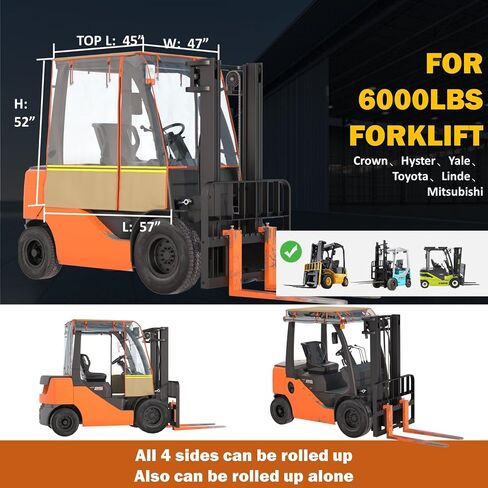 BENVOL Forklift Cover - Heavy Duty 0.5mm Clear PVC & 600D Silver-Coated Oxford - Universal Forklift Rain Cover Sunshade Fits Toyota Hyster Yale up to 6000lbs - Waterproof & UV Protection in Saudi Arabia