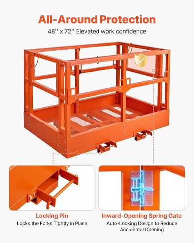VEVOR Mesh Telehandler Work Platform, 48 x 71.5 Inch Man Safety Basket, 2000 lbs Capacity Forklift Telehandler Attachment, Safety Cage, Heavy Duty Carbon Steel, for Most Aerial Jobs Lifting Loader in Saudi Arabia