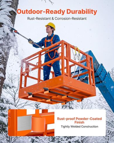 VEVOR Mesh Telehandler Work Platform, 48 x 71.5 Inch Man Safety Basket, 2000 lbs Capacity Forklift Telehandler Attachment, Safety Cage, Heavy Duty Carbon Steel, for Most Aerial Jobs Lifting Loader in Saudi Arabia