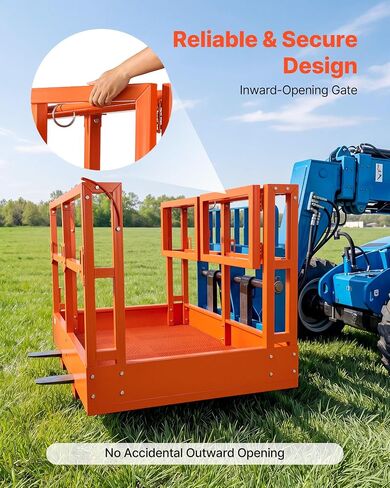 VEVOR Mesh Telehandler Work Platform, 48 x 71.5 Inch Man Safety Basket, 2000 lbs Capacity Forklift Telehandler Attachment, Safety Cage, Heavy Duty Carbon Steel, for Most Aerial Jobs Lifting Loader in Saudi Arabia