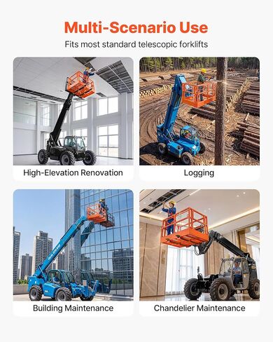 VEVOR Mesh Telehandler Work Platform, 48 x 71.5 Inch Man Safety Basket, 2000 lbs Capacity Forklift Telehandler Attachment, Safety Cage, Heavy Duty Carbon Steel, for Most Aerial Jobs Lifting Loader in Saudi Arabia