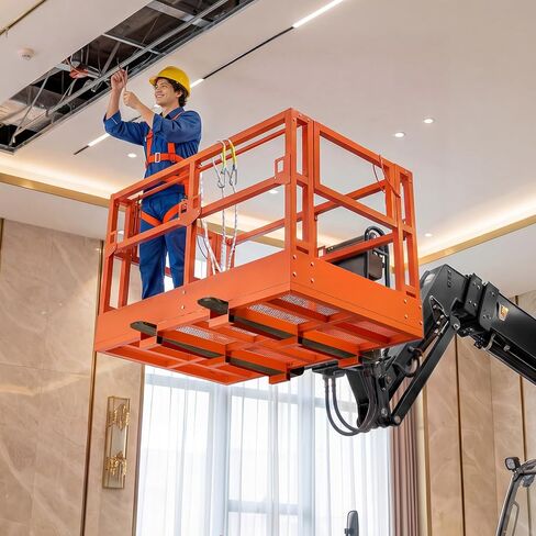 VEVOR Mesh Telehandler Work Platform, 48 x 71.5 Inch Man Safety Basket, 2000 lbs Capacity Forklift Telehandler Attachment, Safety Cage, Heavy Duty Carbon Steel, for Most Aerial Jobs Lifting Loader in Saudi Arabia