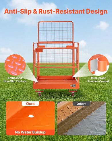 VEVOR Forklift Man Basket, 36.2 x 41.1 Inch Forklift Safety Cage with 4 Wheels, 1200 lbs Capacity, Heavy Duty Work Platform Collapsible Lift Basket, Safety Harness, for Aerial Work Lifting Loader in Saudi Arabia
