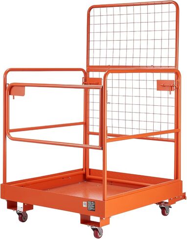 VEVOR Forklift Man Basket, 36.2 x 41.1 Inch Forklift Safety Cage with 4 Wheels, 1200 lbs Capacity, Heavy Duty Work Platform Collapsible Lift Basket, Safety Harness, for Aerial Work Lifting Loader in Saudi Arabia