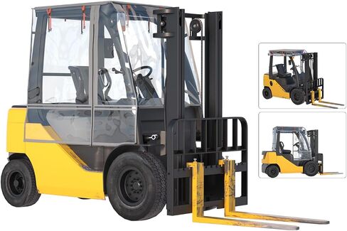 Forklift Cab Enclosure Cover - 0.5mm Clear PVC & Heavy Duty 600D Silver-Coated Oxford - Waterproof Rain Protector, Anti-Fog & UV-Proof,Universal Fit for 6000 Lbs Forklifts in Saudi Arabia