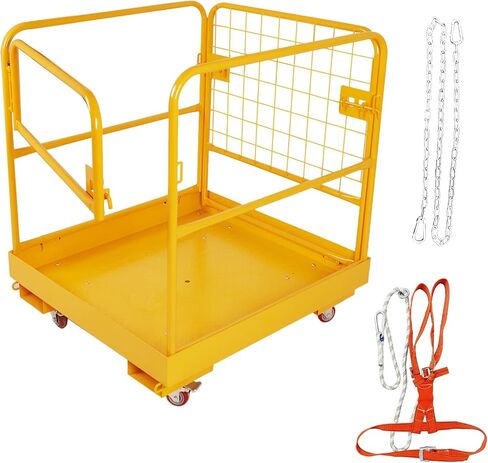 Forklift Safety Cage, 36"x36" Lift Basket, Heavy Duty Forklift Man Basket 1200LBS Capacity with 4 Wheels, Safety Set, Forklift Work Platform for Most Aerial Jobs in Saudi Arabia