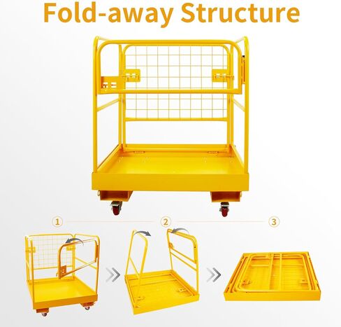 Forklift Safety Cage, 36"x36" Lift Basket, Heavy Duty Forklift Man Basket 1200LBS Capacity with 4 Wheels, Safety Set, Forklift Work Platform for Most Aerial Jobs in Saudi Arabia