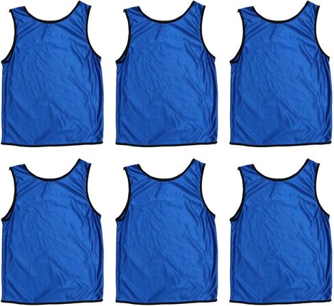 6pcs Lightweight Polyester Summer Vests for Boys Students, Easy to Dry Bright Blue Sleeveless Sports Training Jerseys for Events and Group Activities in Saudi Arabia