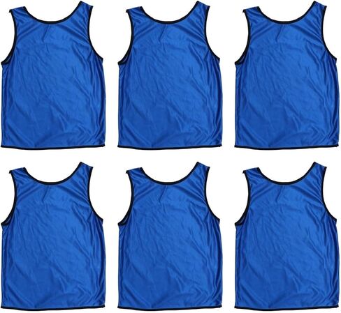 6pcs Lightweight Polyester Summer Vests for Boys Students, Easy to Dry Bright Blue Sleeveless Sports Training Jerseys for Events and Group Activities in Saudi Arabia