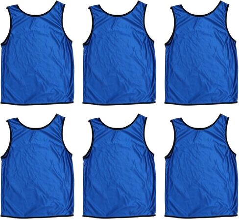 PRETYZOOM 6pcs Lightweight Polyester Sports Training Vests for Summer Football Competition Team Vests Easy to Clean Bright Blue Sleeveless Shirts for Boys in Saudi Arabia