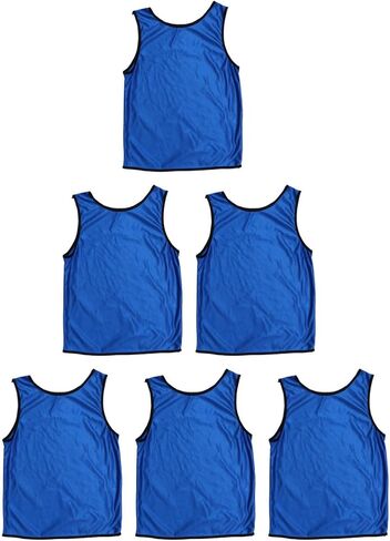Alipis 6pcs Football Training Vests Sleeveless Polyester Jerseys Summer Vest for Boys Easy to Dry Bright Blue Group Practice Shirts in Saudi Arabia