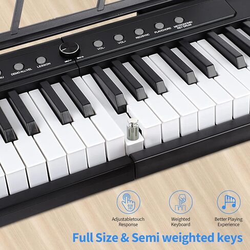 88 Key Piano Keyboard, Semi Weighted Electronic Digital Piano with Music Stand, Power Supply, Sustain Pedal, Bluetooth, Stand, MIDI, for Beginner Professional at Home, Stage in Kuwait