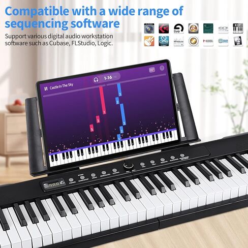 88 Key Piano Keyboard, Semi Weighted Electronic Digital Piano with Music Stand, Power Supply, Sustain Pedal, Bluetooth, Stand, MIDI, for Beginner Professional at Home, Stage in Kuwait