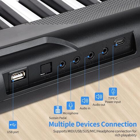 88 Key Piano Keyboard, Semi Weighted Electronic Digital Piano with Music Stand, Power Supply, Sustain Pedal, Bluetooth, Stand, MIDI, for Beginner Professional at Home, Stage in Kuwait