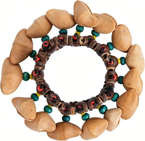 1 Pcs Kenari Seed Sound Bracelets and Anklets - Natural Handmade Shaker Percussion Set for African Drum, Sound Relaxation, Meditation, ASMR and Yoga (Light Brown) in Kuwait
