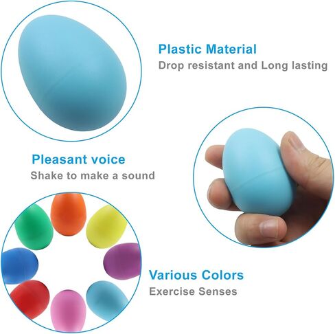 Bonsicoky 8 Pack Egg Shakers, Plastic Egg Shakers Percussion Musical Maracas for Toddlers, Easter Egg Hunt Fillers, Music Classroom Rhythm Instruments for Kids, Party Favors(4 Colors) in Kuwait