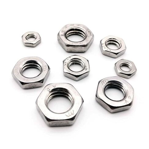 5/50pcs 304 Stainless Steel Hex Hexagon Thin Nut Jam for M2 .5 M3 M4 M5 M6 M8 M10 M12 M14 M16 Screw Bolt(50pcs M3) in Kuwait