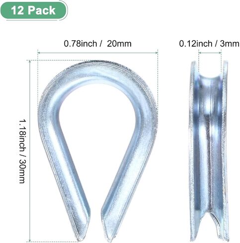 M METERXITY 12 حزمة من كشتبانات حبل الأسلاك، M3 الكربون الصلب 3 مم حبل كشتبان لتزوير كابل القطر / الإبحار / حبل الغسيل، حماية كابل الأسلاك in Kuwait