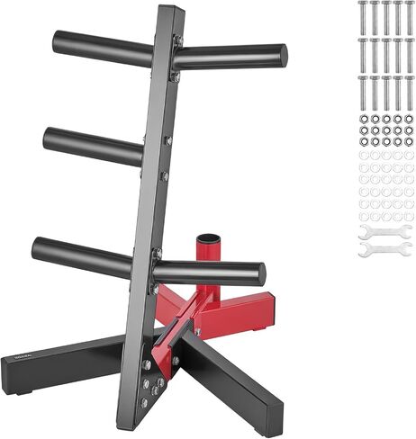 VEVOR Weight Plate Rack, L Frame Weight Plate Tree for 2-Inch Weight Plates, Standard Weight Plate Tree, 500 lbs Load Capacity Weight Storage Holder, Home Gym Barbell Rack Storage Stand, Black & Red in Kuwait